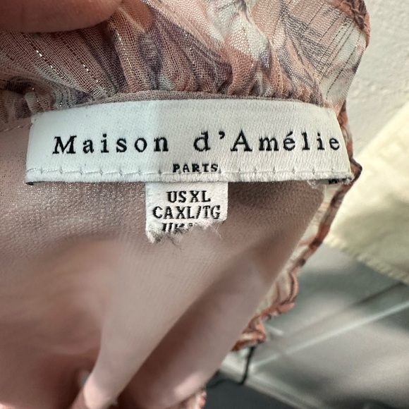 Maison d’ Amelie Pink and Gray Smocked Top Size XL EUC - Picture 8 of 9